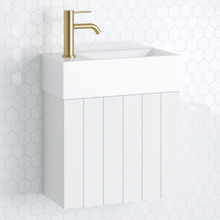 Lottie V-Groove 480mm Wall Hung Small Space Vanity with Ceramic Countertop